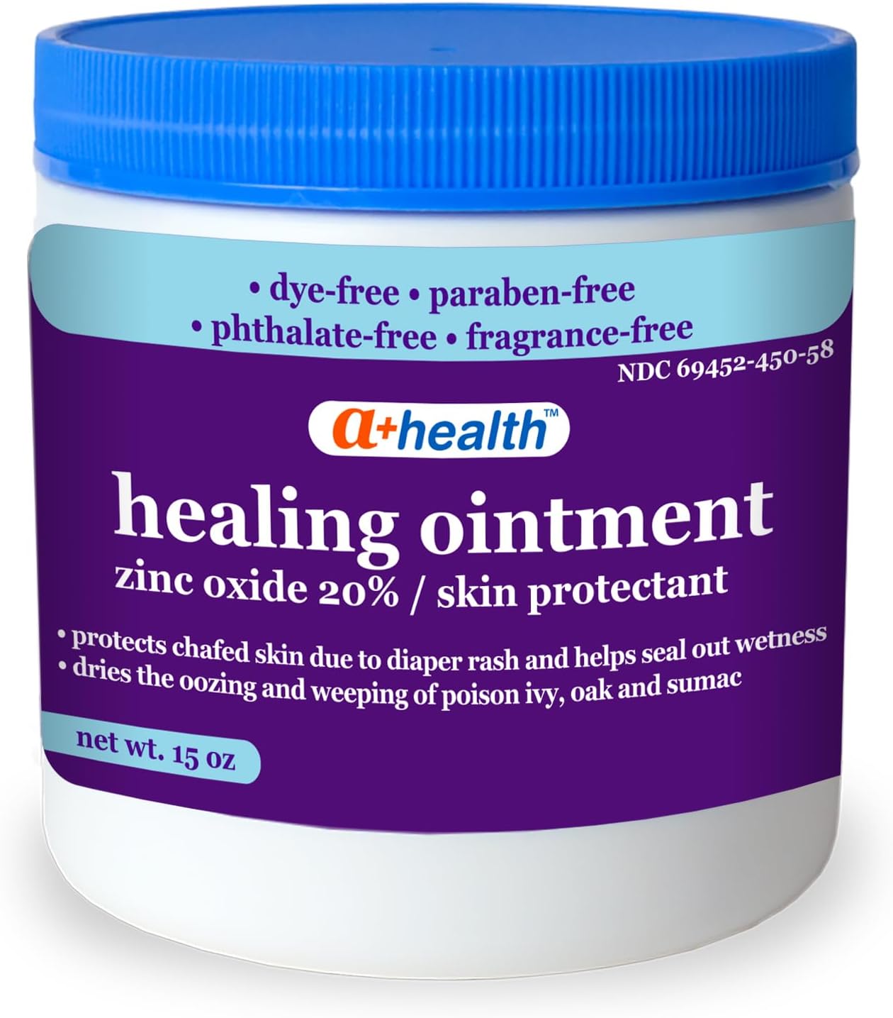 Zinc Oxide 20% Healing Ointment Skin Protectant Barrier 15 Oz Jar Provides Relief and Treatment of