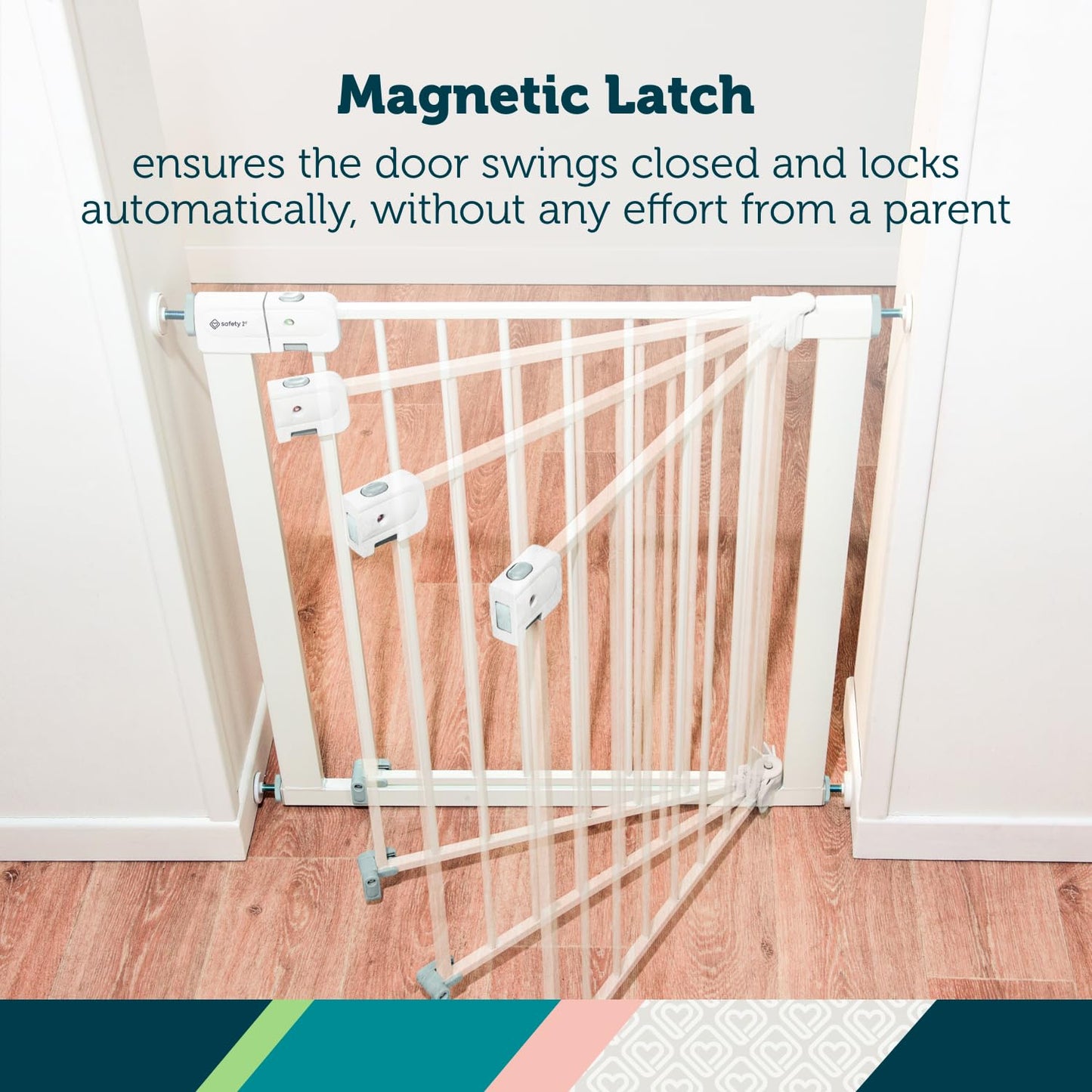 Safety 1st Easy Install Baby Gate for Doorways, Auto-Close Pressure-Mounted Magnetic Latch, Indoor