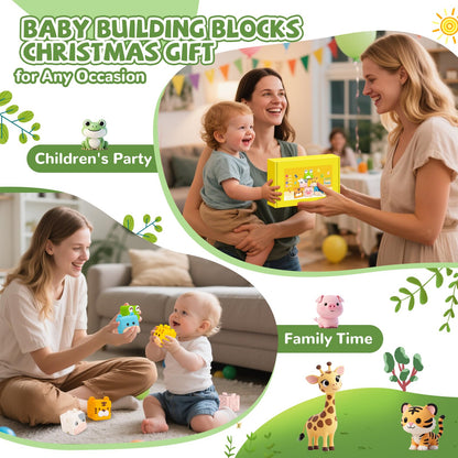 BOBOBELL Animal Soft Baby Blocks,Squeeze Blocks for 6-12 Months Babies