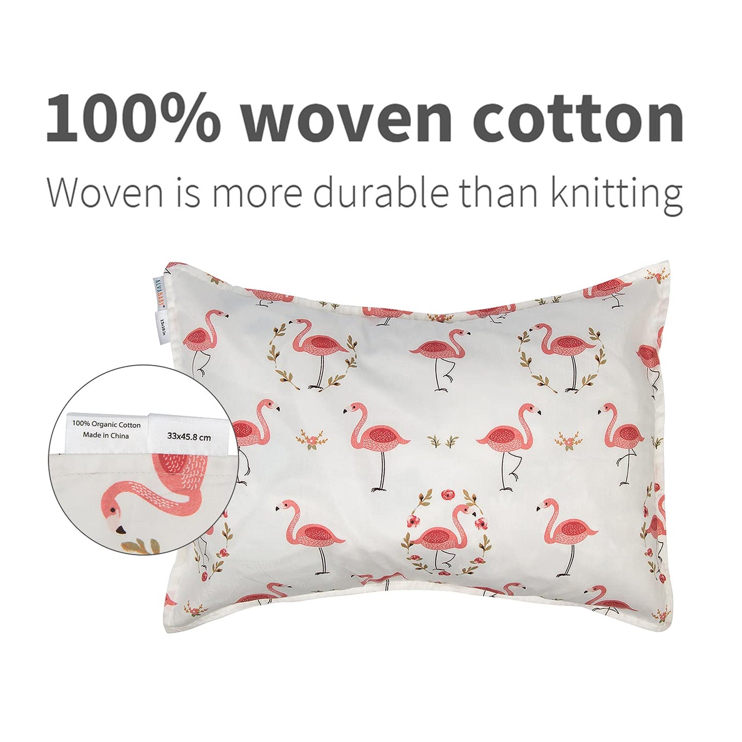 ALVABABY Toddler Pillowcases 2 Pack Organic Cotton Kids Pillow Cover Fit 13"x 18" or 14"x19"