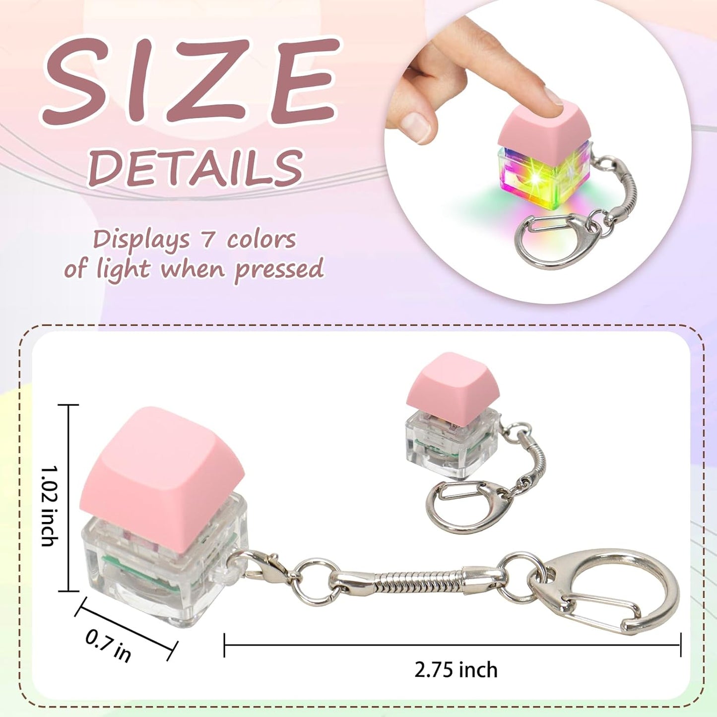 Keyboard Fidget Toys for Adults Keyboard Clicker with LED Light Keychain Fidget Sensory Fun Toys