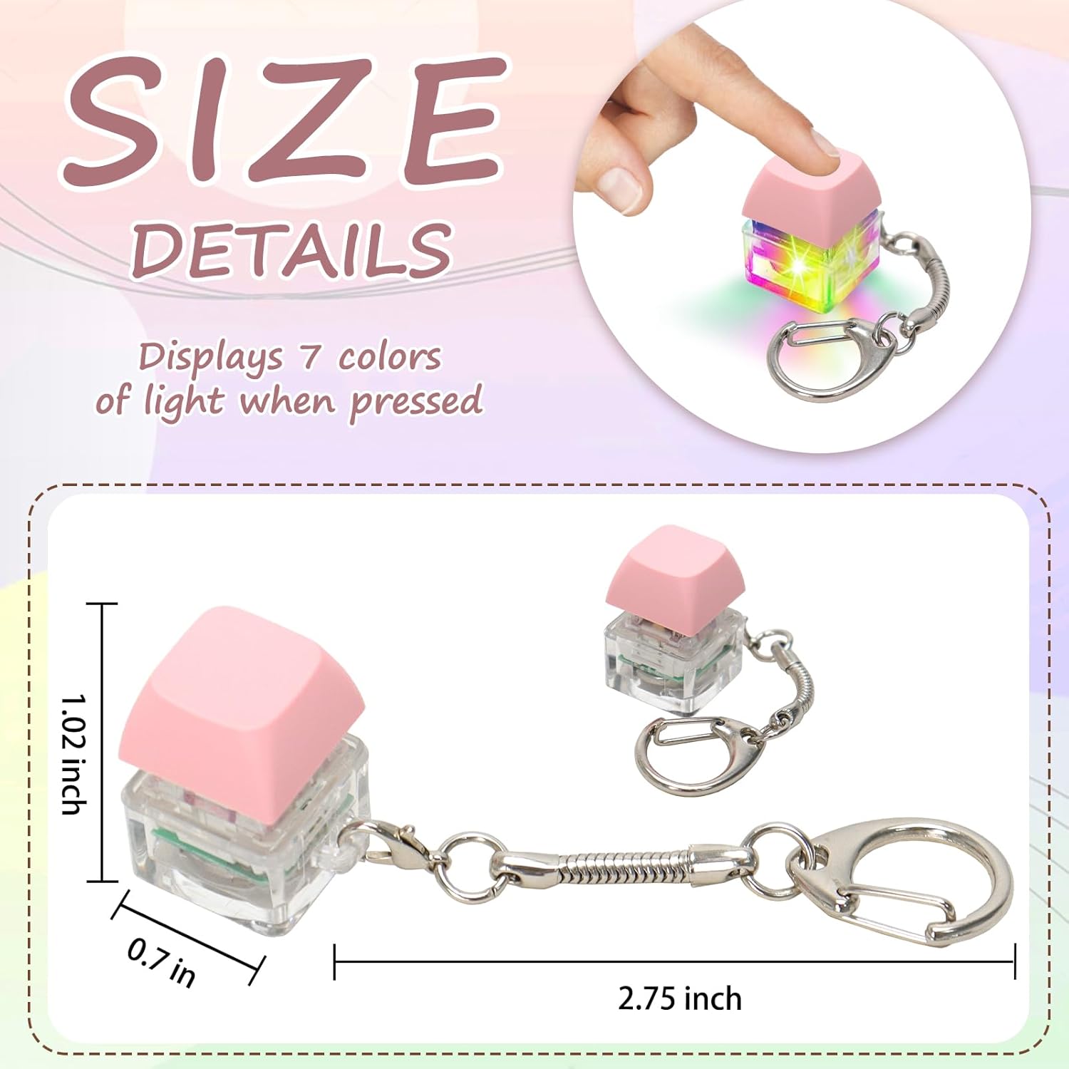 Keyboard Fidget Toys for Adults Keyboard Clicker with LED Light Keychain Fidget Sensory Fun Toys