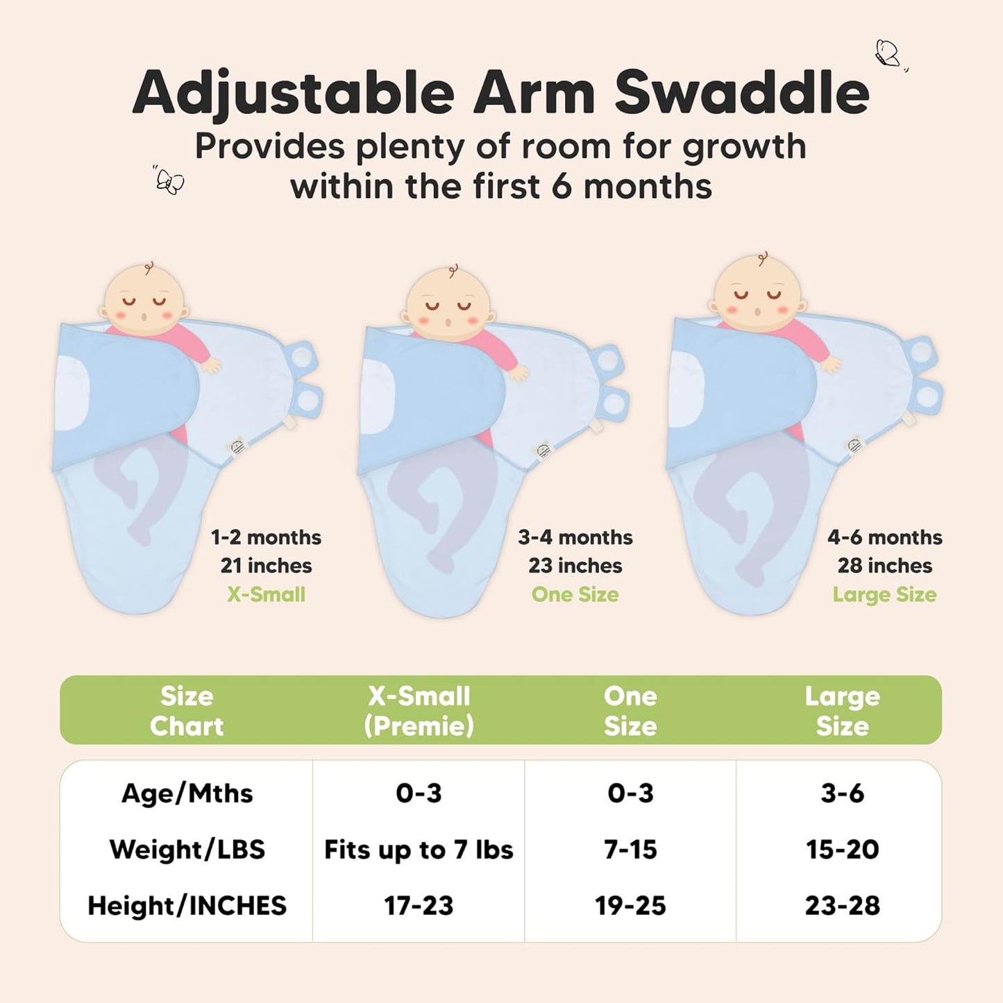 3-Pack Organic Baby Swaddle Sleep Sacks - Swaddles for Newborns, Infant 0-3 Months, Baby Girls
