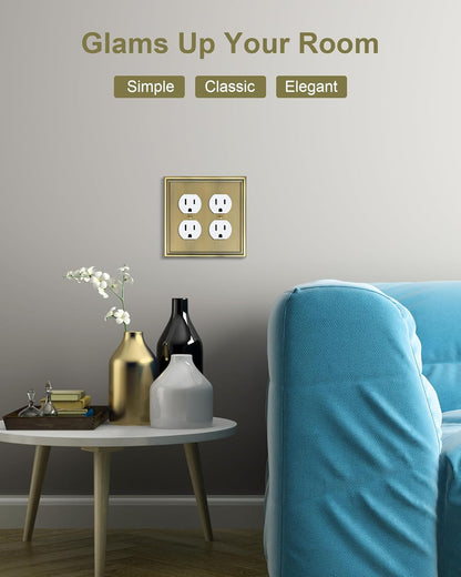 2-Pack Double Duplex Outlet Cover, Antique Brass Decorative Switch Plates and Outlet Covers for