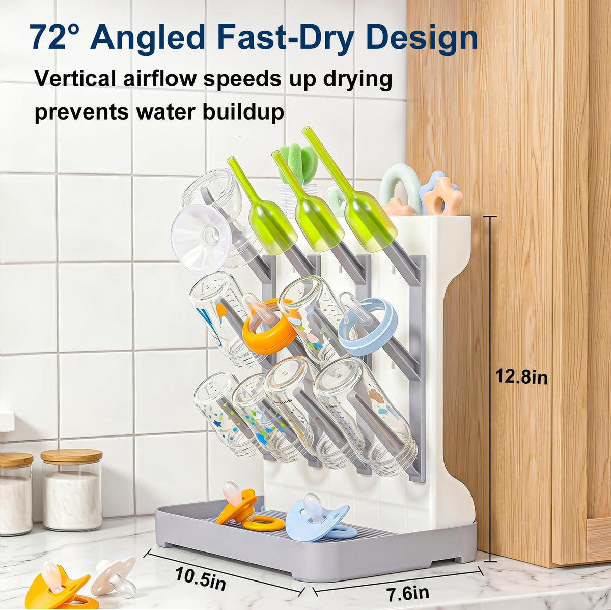 GoMaihe Baby Bottle Drying Rack: Space Saving Vertical Bottle Dryer Holder