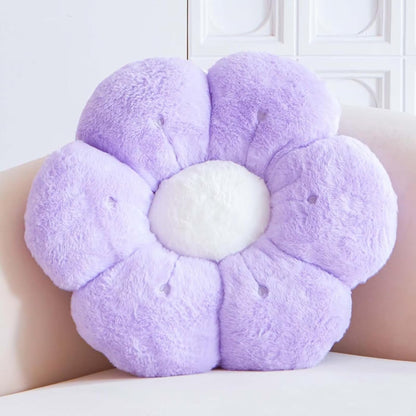 Flower Pillow, Cute Flower Shaped Decorative Pillow, Soft Rabbit Fur Daisy Pillow Home Decor Floor