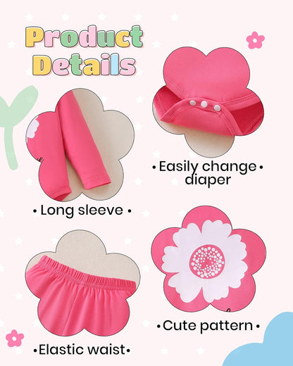 NZRVAWS Newborn Baby Boy Girl Clothes Unisex Infant Romper Pants Set Hat 4-Pack Outfits 0-12 Months