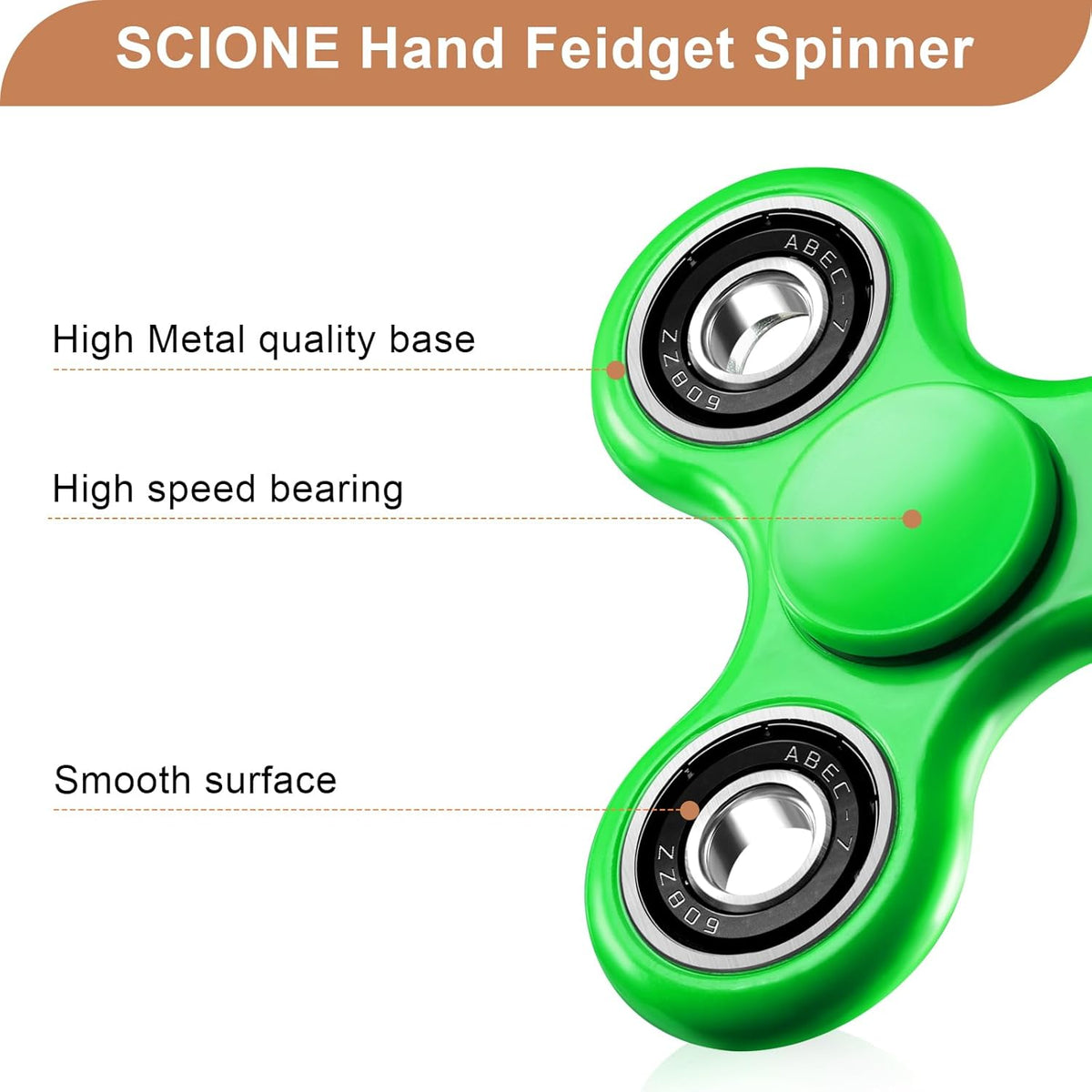 SCIONE Fidget Spinner Toy 1 Pack, Stress Anxiety Relief Sensory Fidget Toys for Kids Adults, Cool
