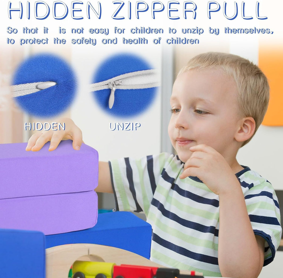 Toddler Foam Buliding Blocks - 12 Piece Fabric Covered 9x4x3inch Stacking Block Sets - Colourful
