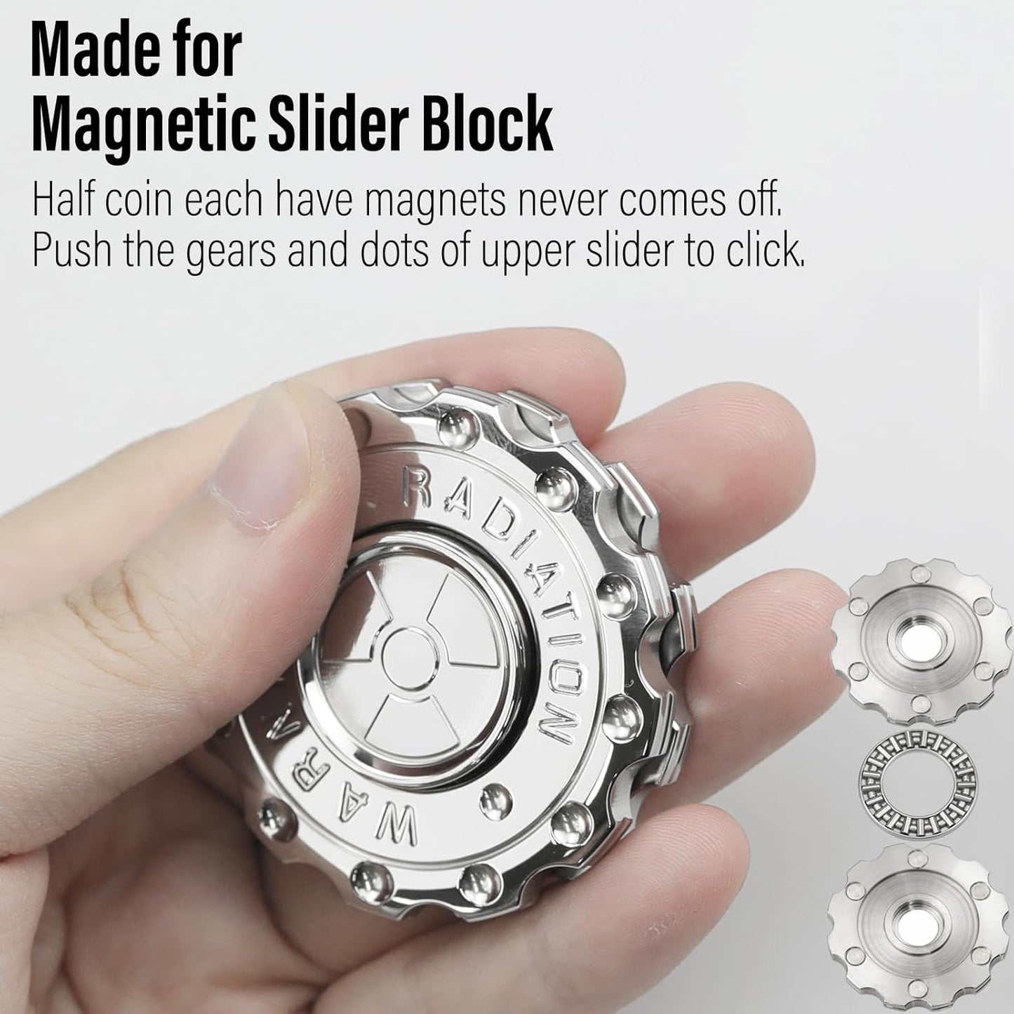 FREELOVE Metal Fidget Spinner Magnetic Slider, Spinning Haptic Clicker, Heavy Stainless Steel Spin