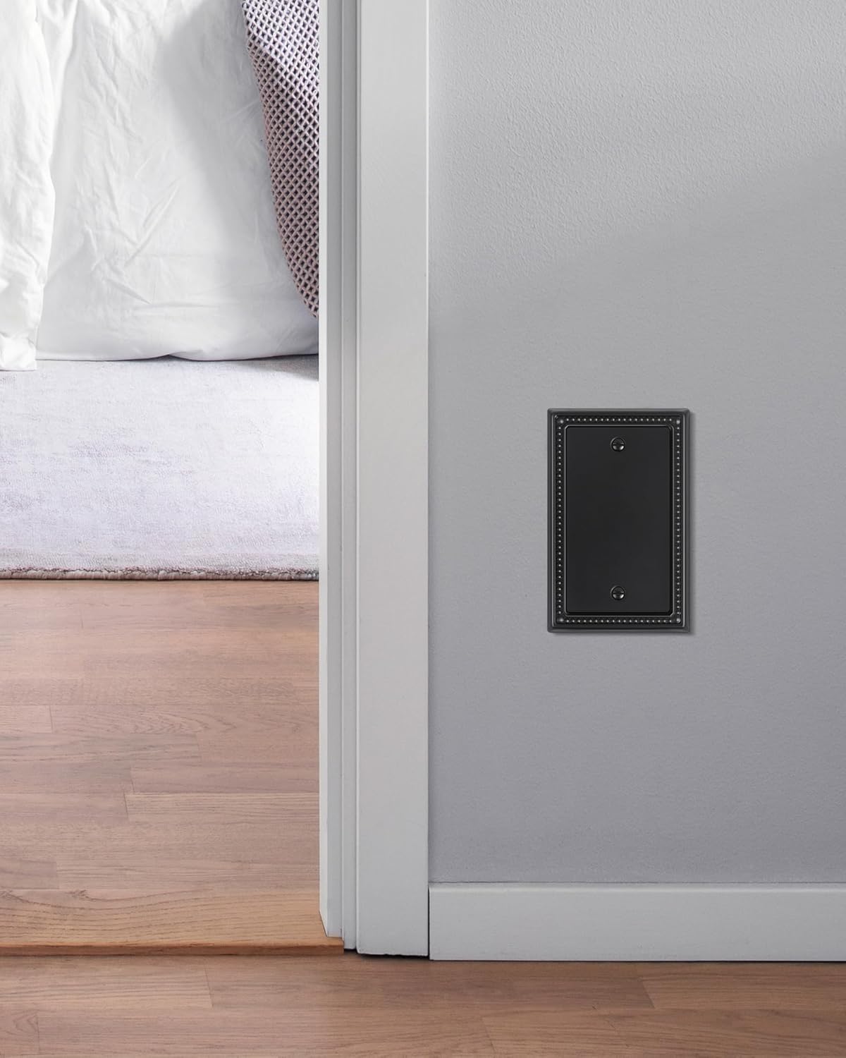 2-Pack Blank Outlet Cover Wall Plate, Metal Switch Plates Outlet Covers, Black Pearls Beaded