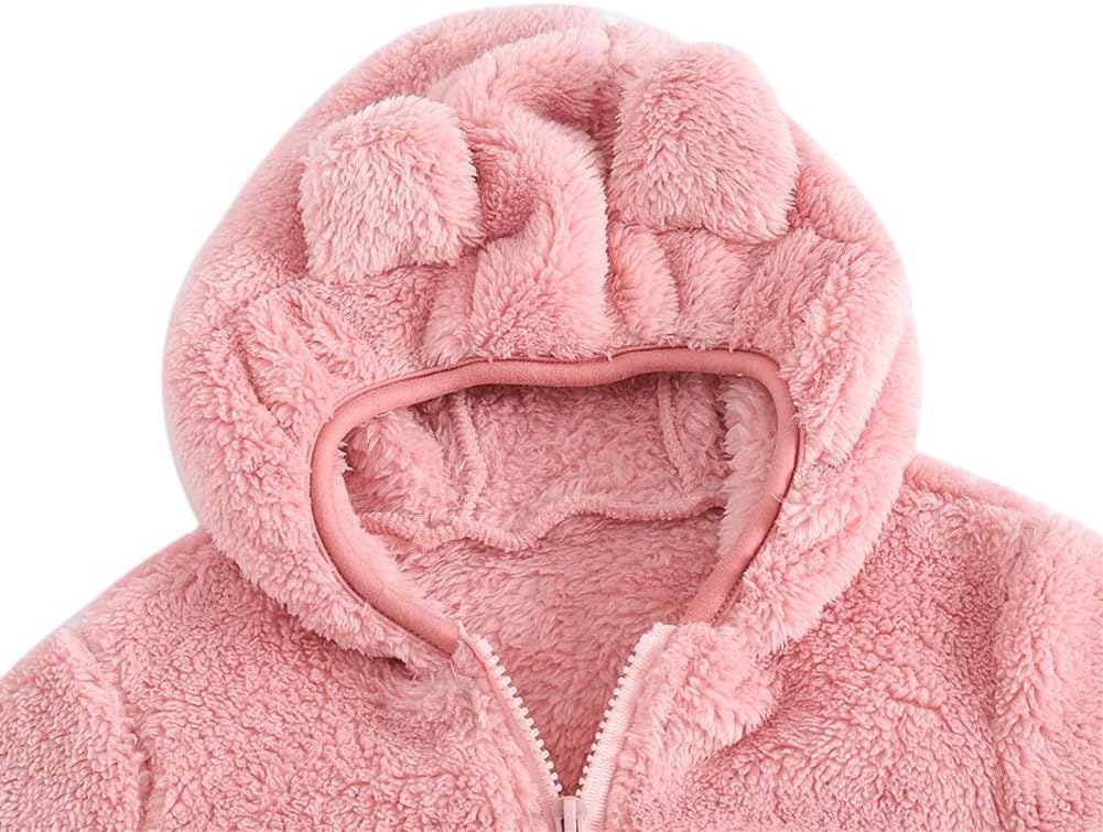 AIWUHE Toddler Boys Girls Hooded Jacket Fleece Hoodie Winter Warm Solid Color Teddy Coat Zip-up