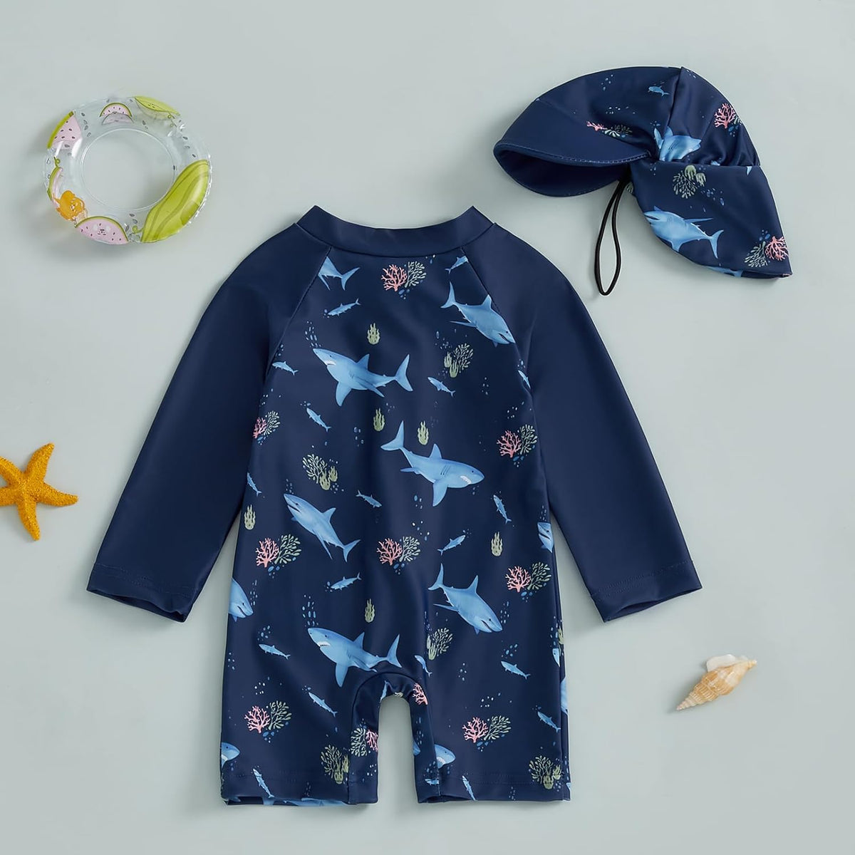 Hnyenmcko Baby/Toddler Boy Rash Guard Swimsuit Long Sleeve One Piece Zipper Swimwear Sunsuit Infant