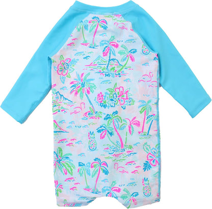 RUGGEDBUTTS Baby/Toddler Boy Swimsuit, One Piece Zipper Rash Guard Sunsuit with UPF 50+ Sun