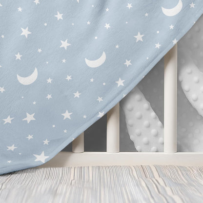 Star Baby Blanket 30 x 40 Inches for Boys Girls, Soft Plush Receiving Blanket with Dotted Back