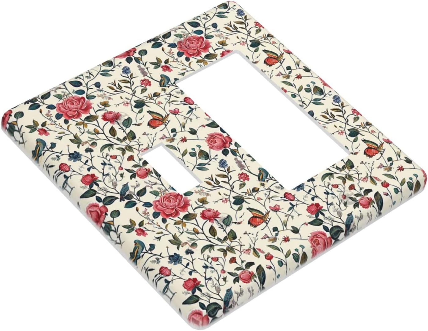 Outlet Covers Vintage Flowers Rose Leaf Bird Butterfly 1 Toggle 1 Rocker Combination Decorative