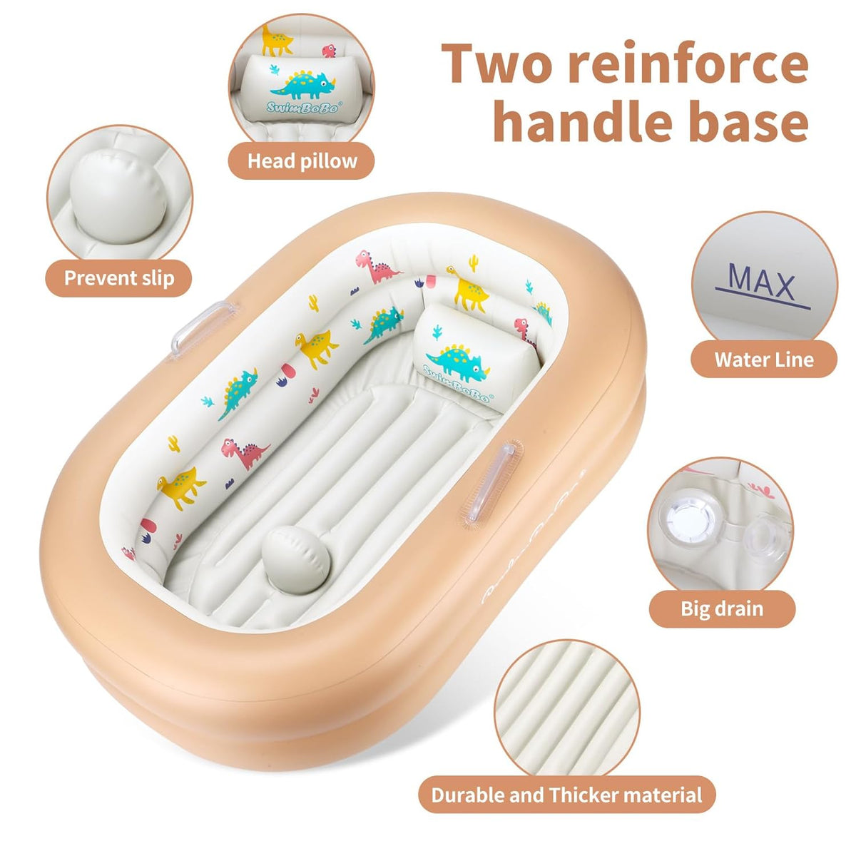 Swimbobo Inflatable Baby Bathtub – Soft, Portable Baby Bath for Infants and Toddlers, Easy to