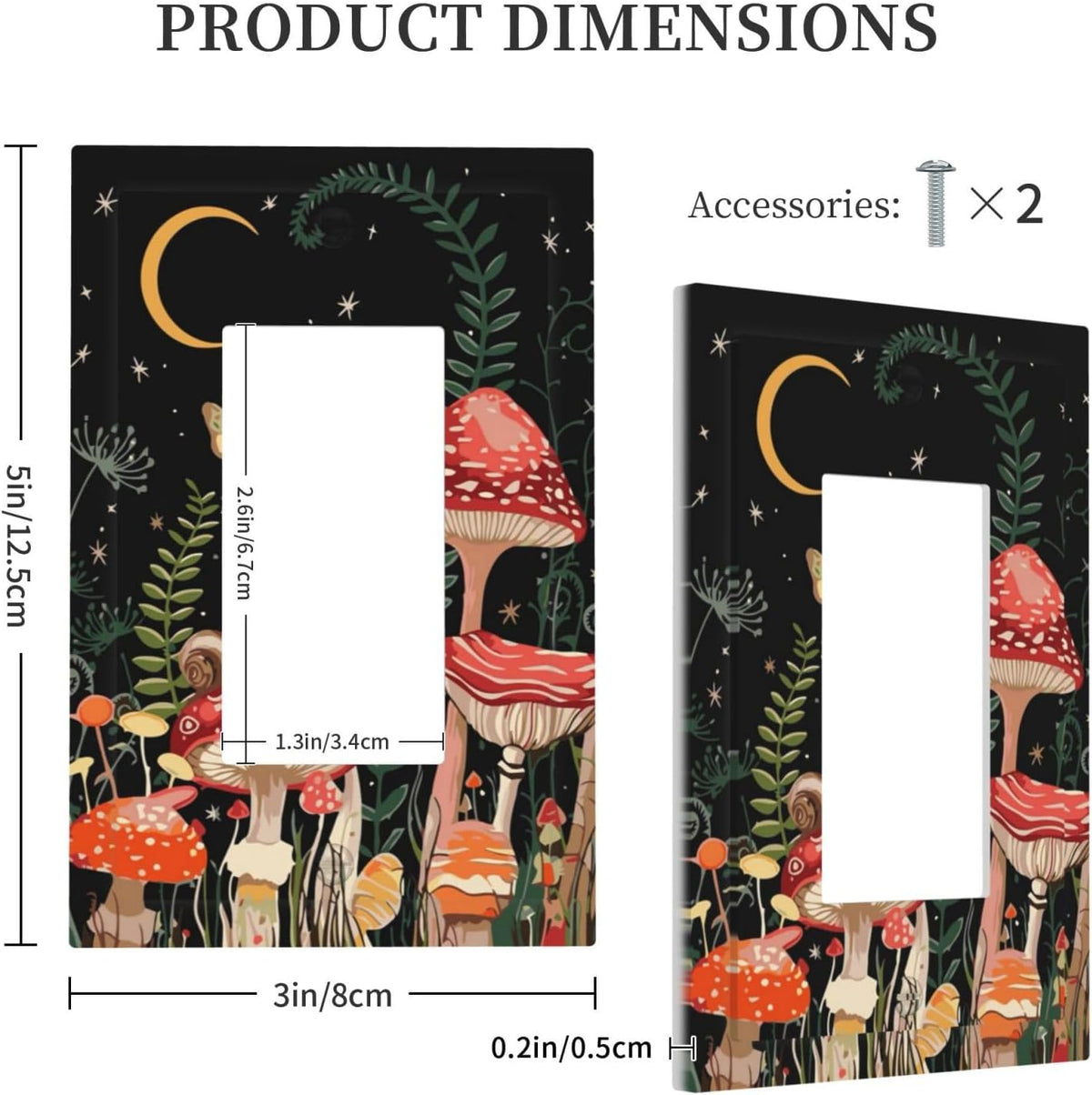 Moon Star Red Mushroom Forest Butterfly Green Plant Decorative Outlet Covers 1 Gang Single Rocker
