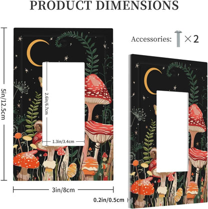Moon Star Red Mushroom Forest Butterfly Green Plant Decorative Outlet Covers 1 Gang Single Rocker