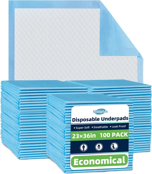 Disposable Pads 23"×36" (100pcs) Moderate Absorbent Underpads Incontinence Bed Pads Disposable