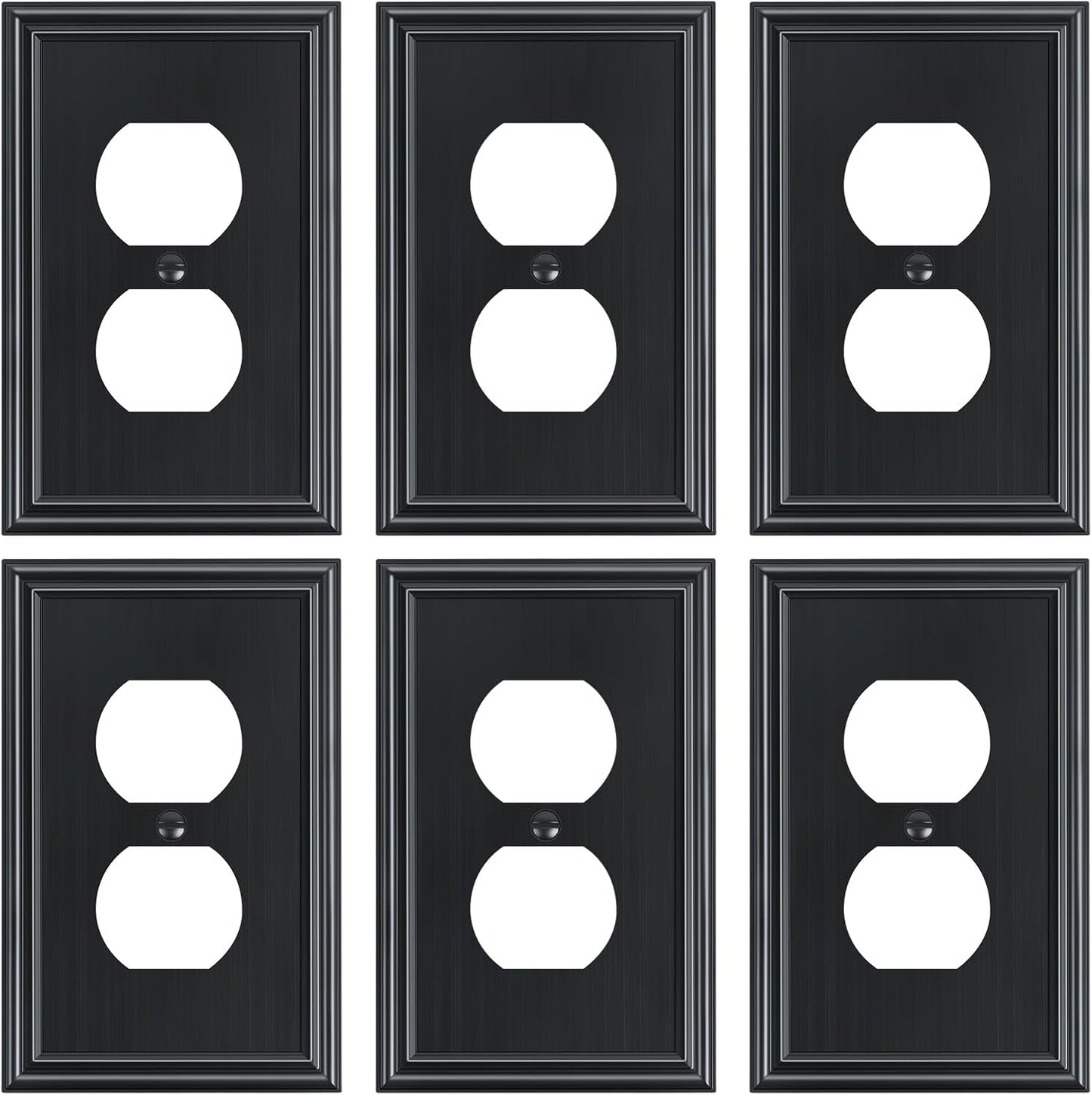 6-Pack Single Duplex Outlet Cover Plate, Decorative Black Switch Plates and Outlet Covers, Metal