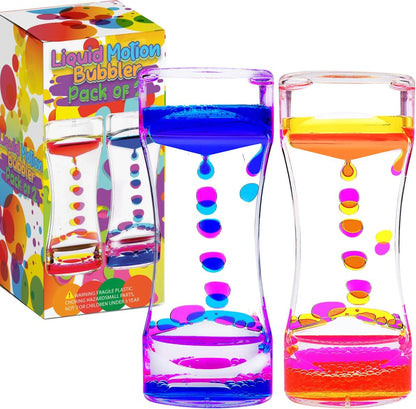 YUE MOTION Liquid Motion Bubbler Visual Sensory Toys, 2 Minute Liquid Timer– New Big Calming