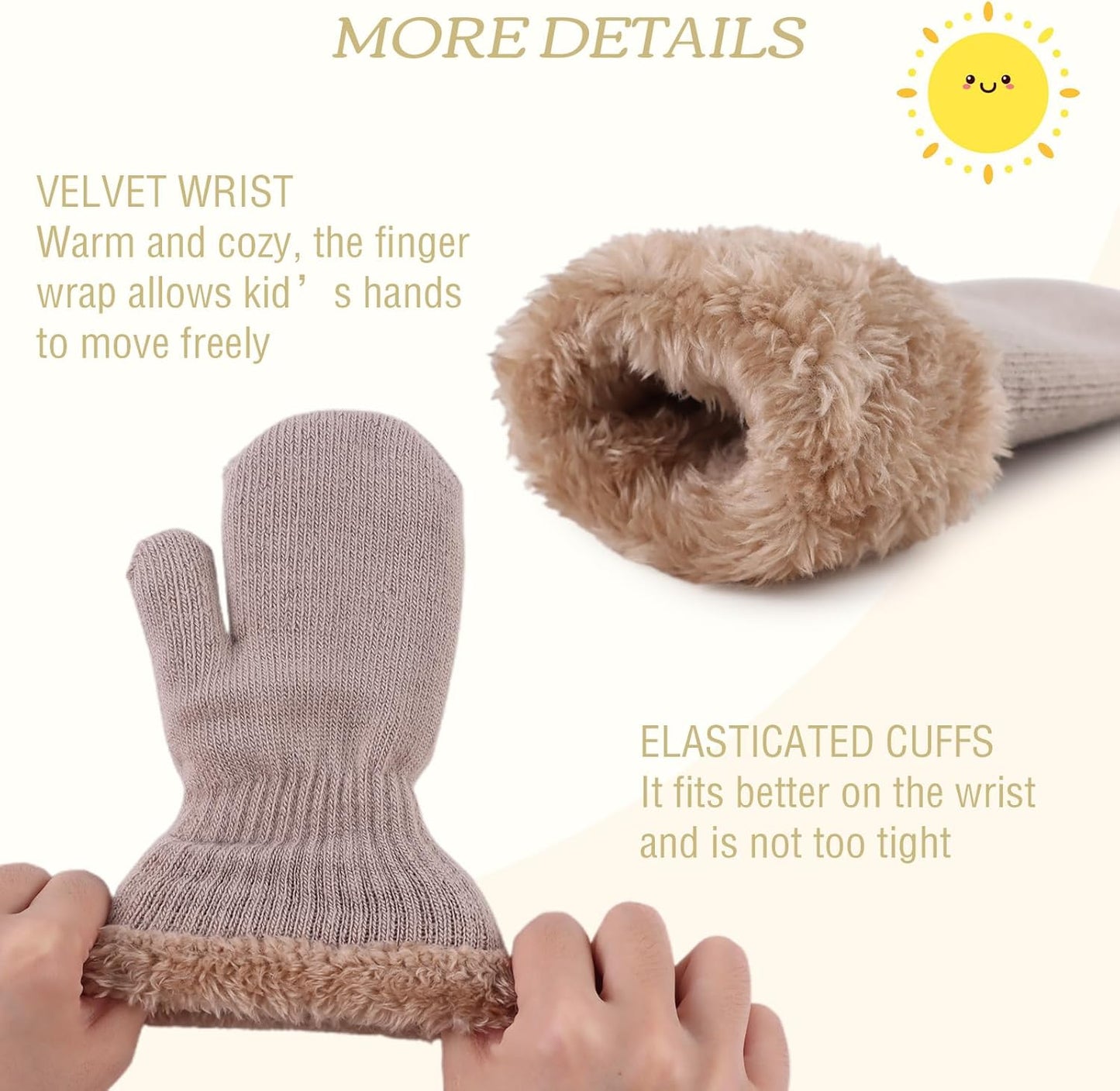 PESAAT Baby Girl Mittens Fleece Toddler Boy Mittens Warm Kids Winter Gloves Unisex Cold Weather