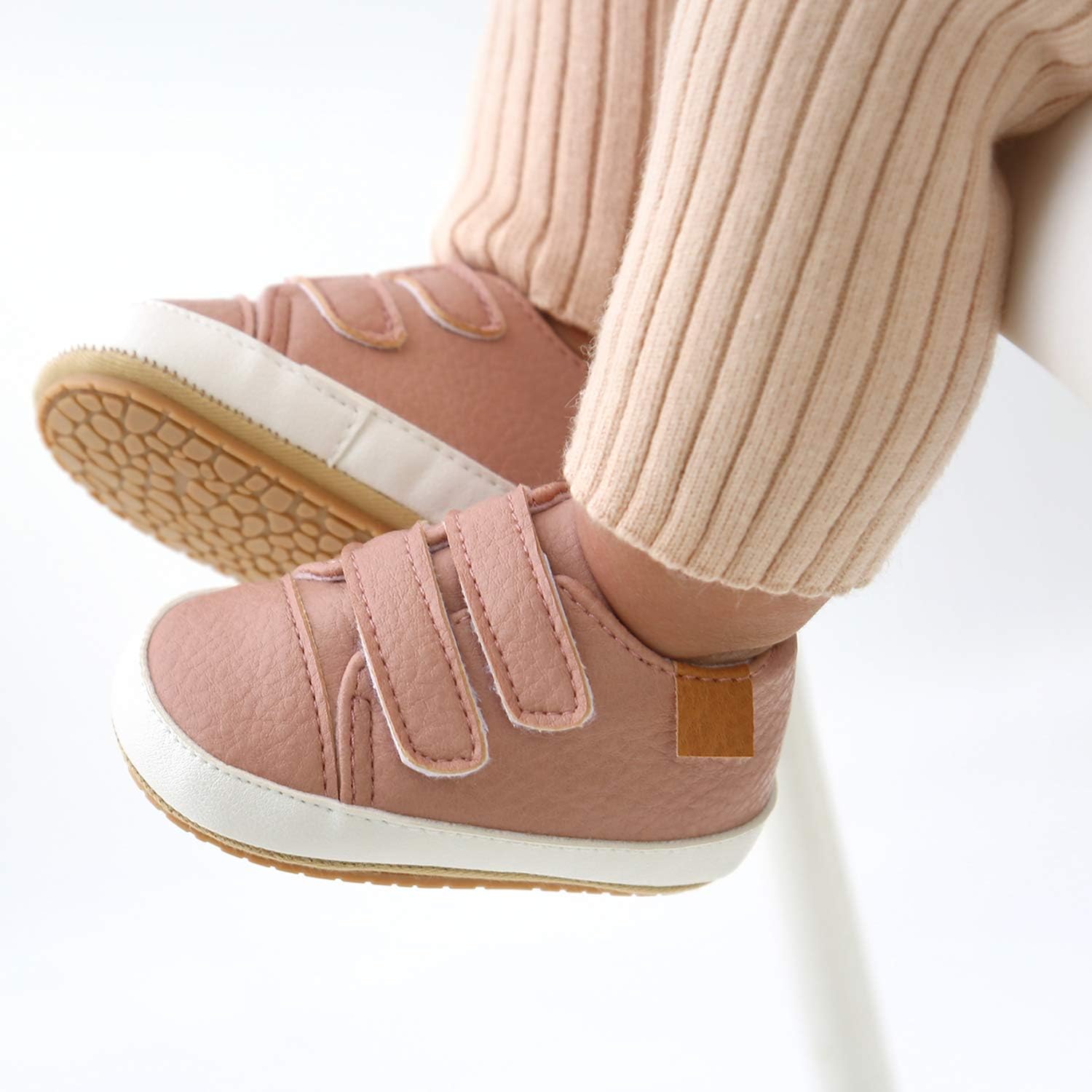 SOFMUO Baby Boys Girls High Top Ankle PU Leather Sneakers Soft Rubber Sole Infant Moccasins Newborn