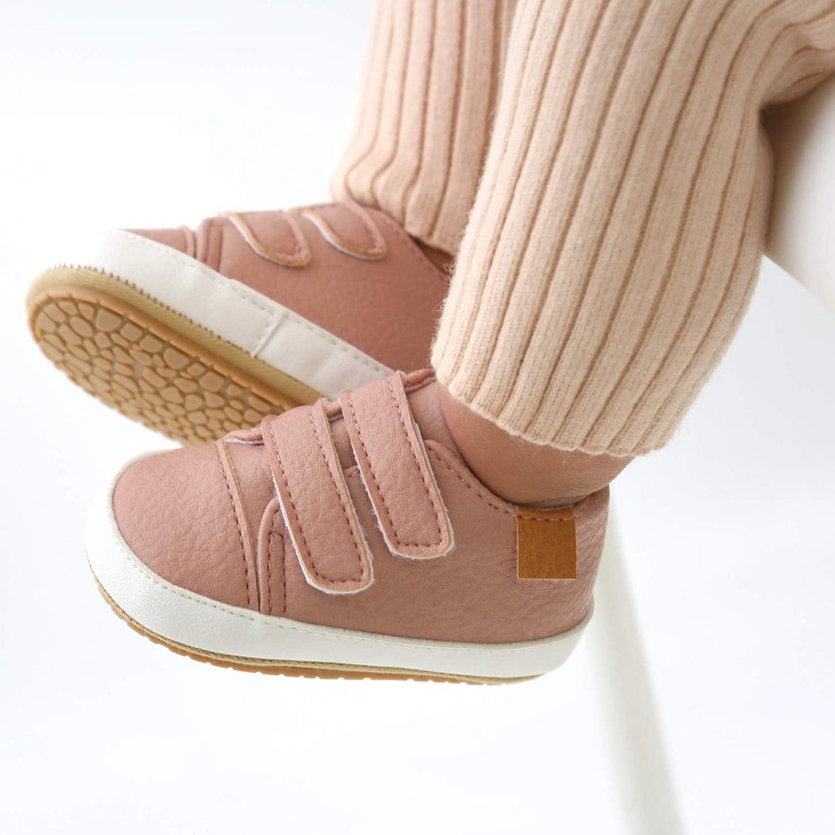 SOFMUO Baby Boys Girls High Top Ankle PU Leather Sneakers Soft Rubber Sole Infant Moccasins Newborn