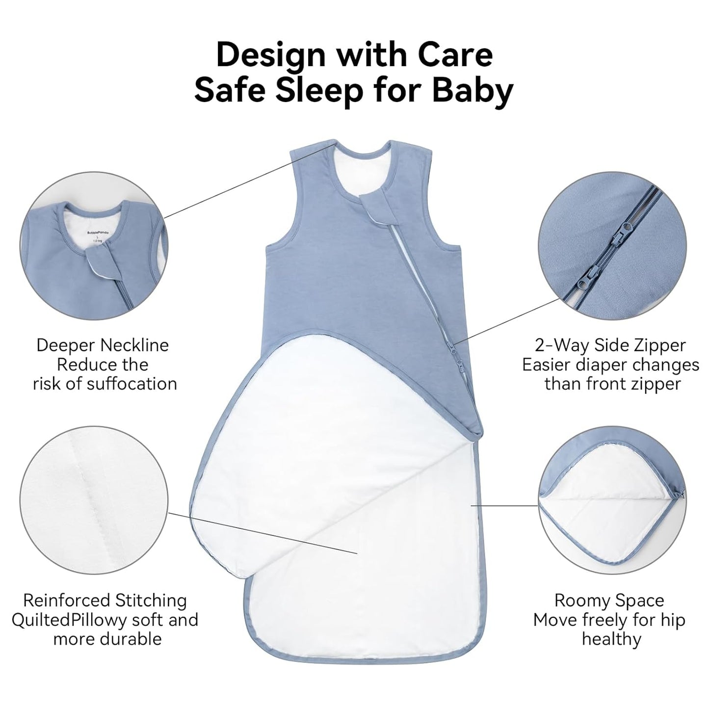 BubblePanda Rayon Made from Bamboo Sleep Sack 0-6 Months 0.5 Tog Soft Newborn Sleep Sack 3-6 Months