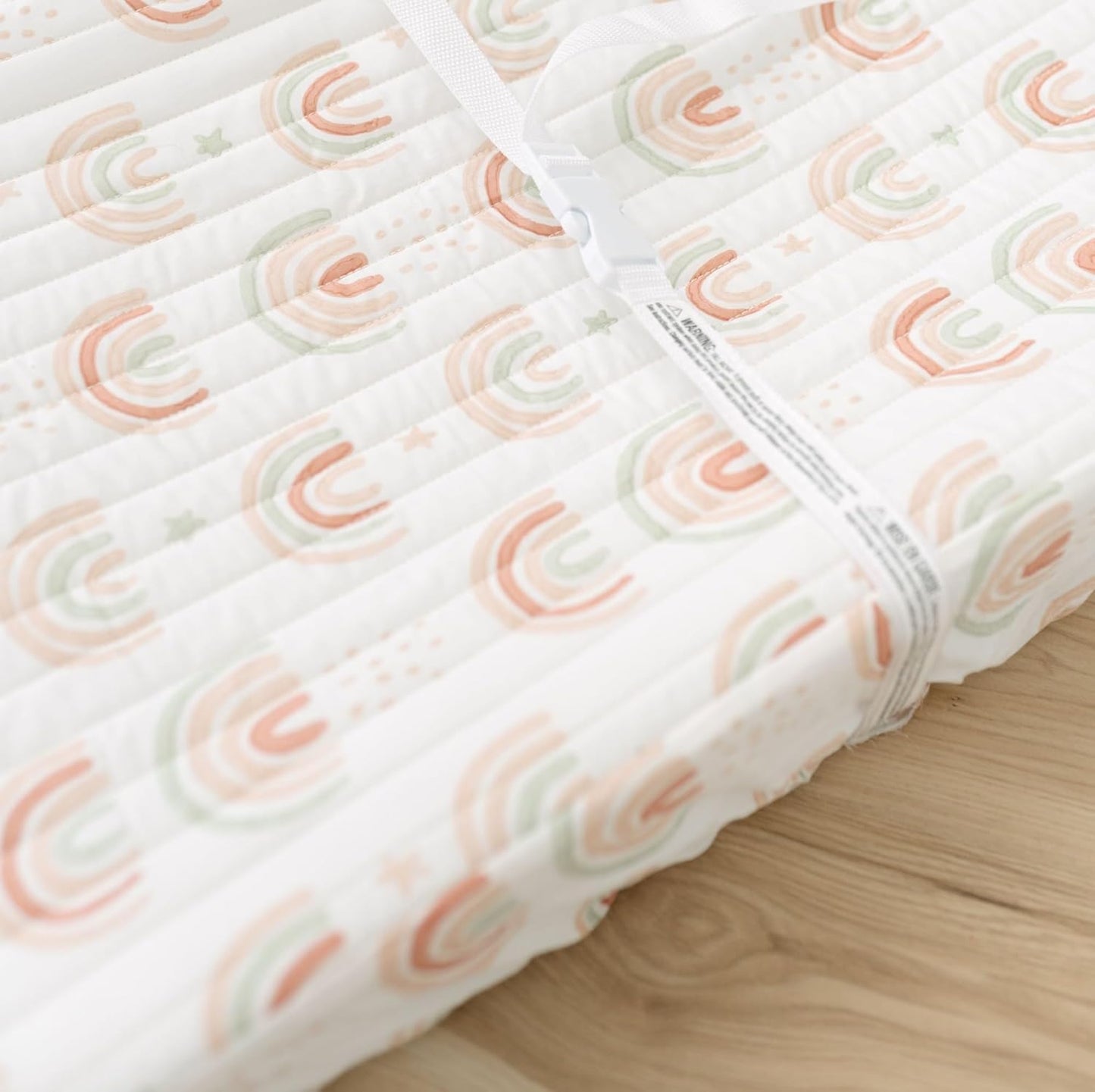 Crane Baby Quilted Changing Pad Cover, 100% Cotton Sateen, 16 X 32, Secure Elastic Fit, Machine