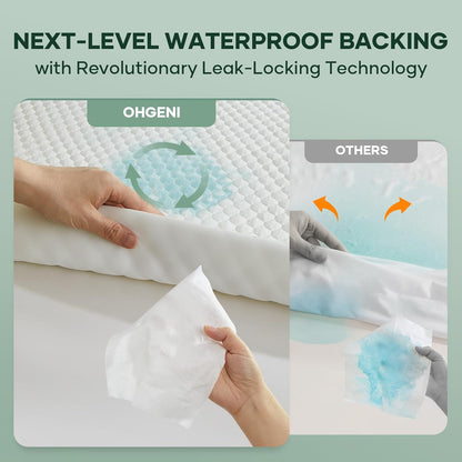 OhGeni 100% Waterproof Mattress Protector, Twin Size Mattress Pad, Fits 6"-20" Mattresses with Deep