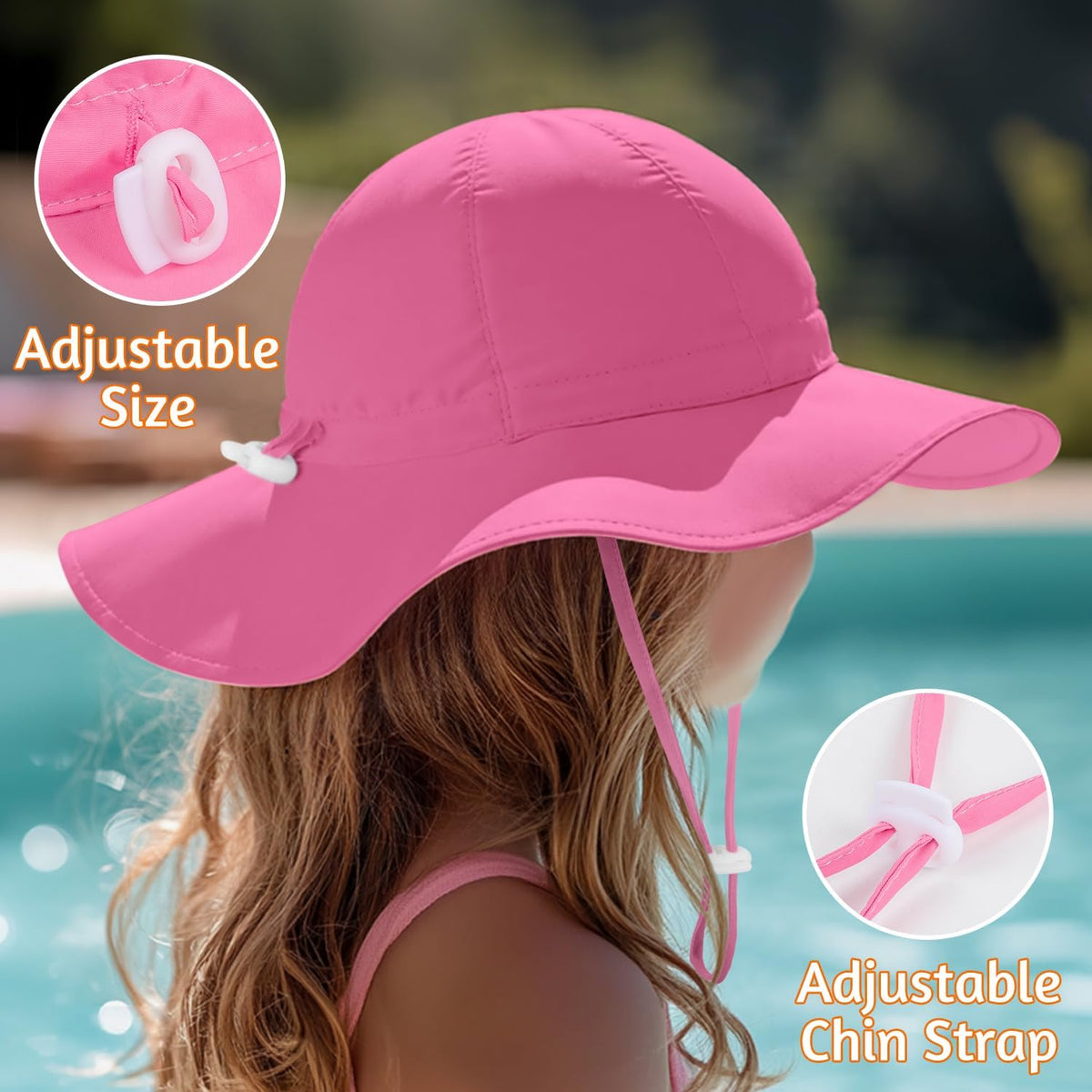 Baby Sun Hat Toddler Girl Beach Hat Adjustable Outdoor Summer Hat UPF 50+ Sun Protection Wide Brim