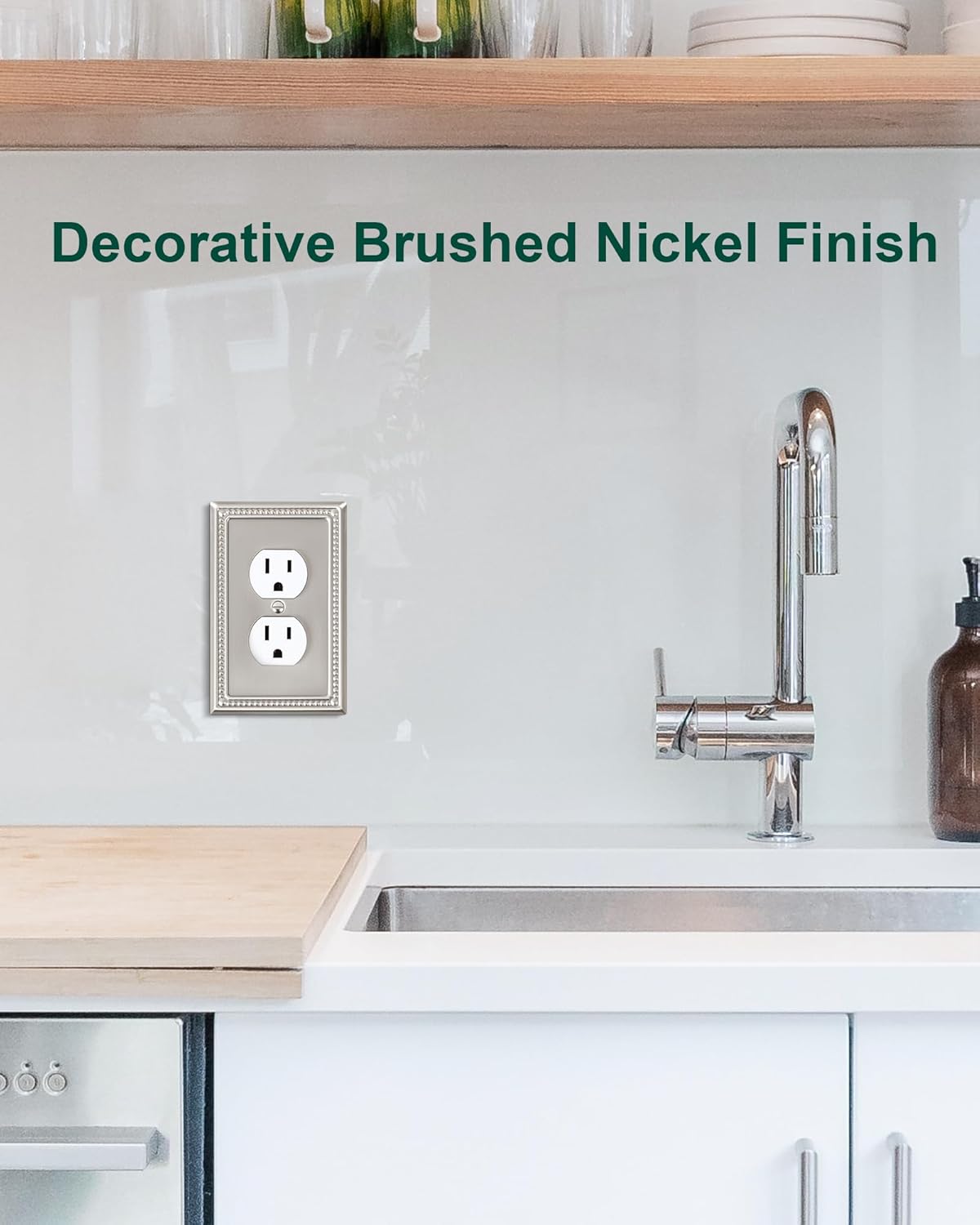 2-Pack Single Toggle Light Switch Cover Plate, Pearls Decorative Switch Plate Covers, Brushed