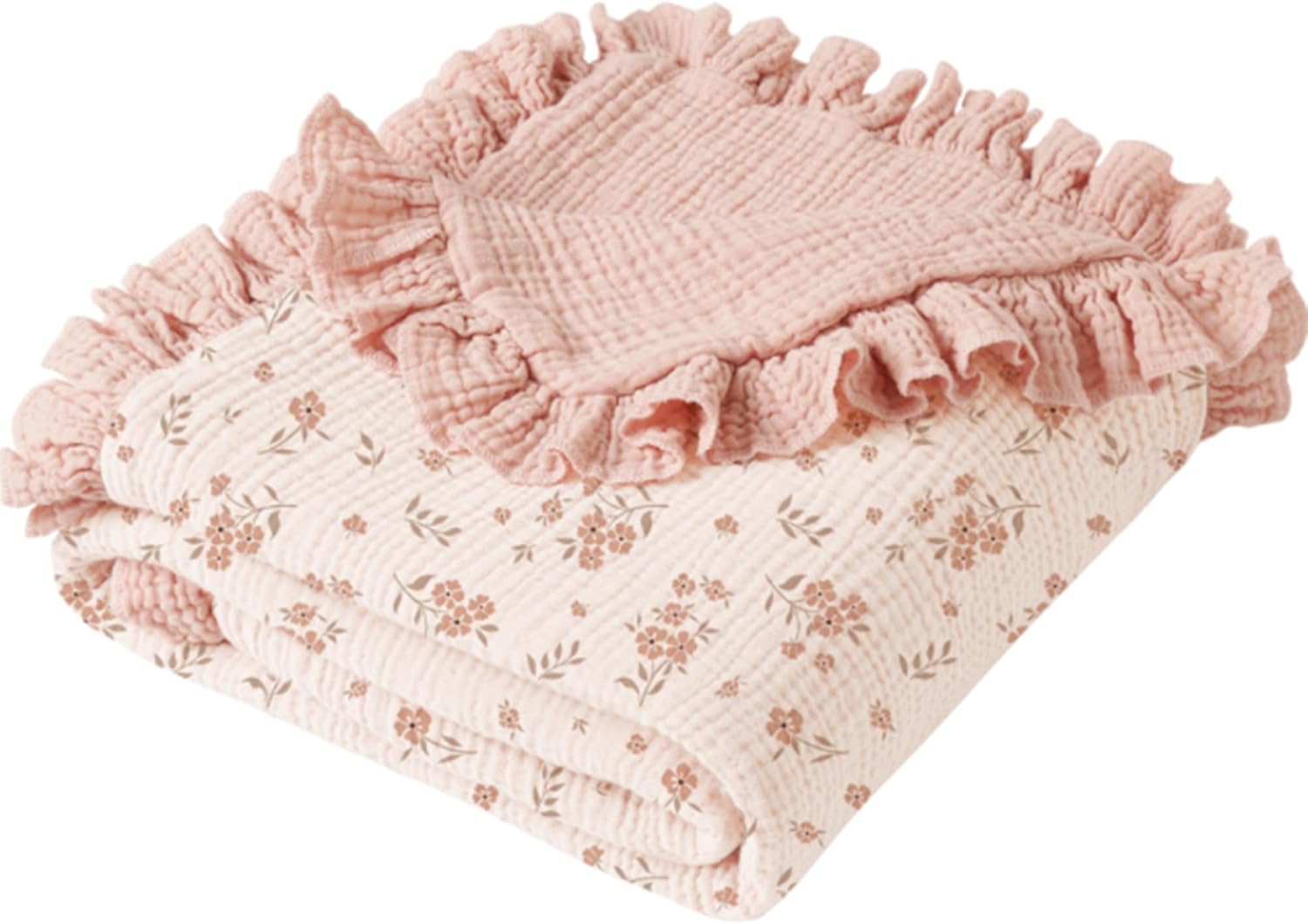 Konssy Flounce Muslin Baby Blankets, Cotton Crib Blanket for Baby Infant Toddler, Super Soft and
