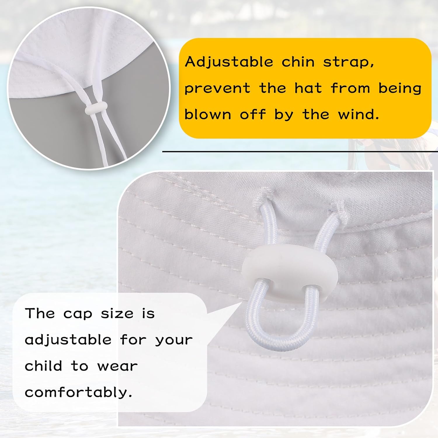 Peecabe Summer Baby Sun Hat for Boys Girls UPF 50+ Wide Brim Toddle Bucket Hat Adjustable Baby