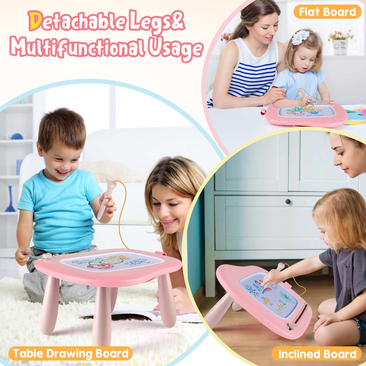 Smasiagon Magnetic Drawing Board for Kids, Toddler Toys for 1-2 Year Old Girl, Portable Doodle