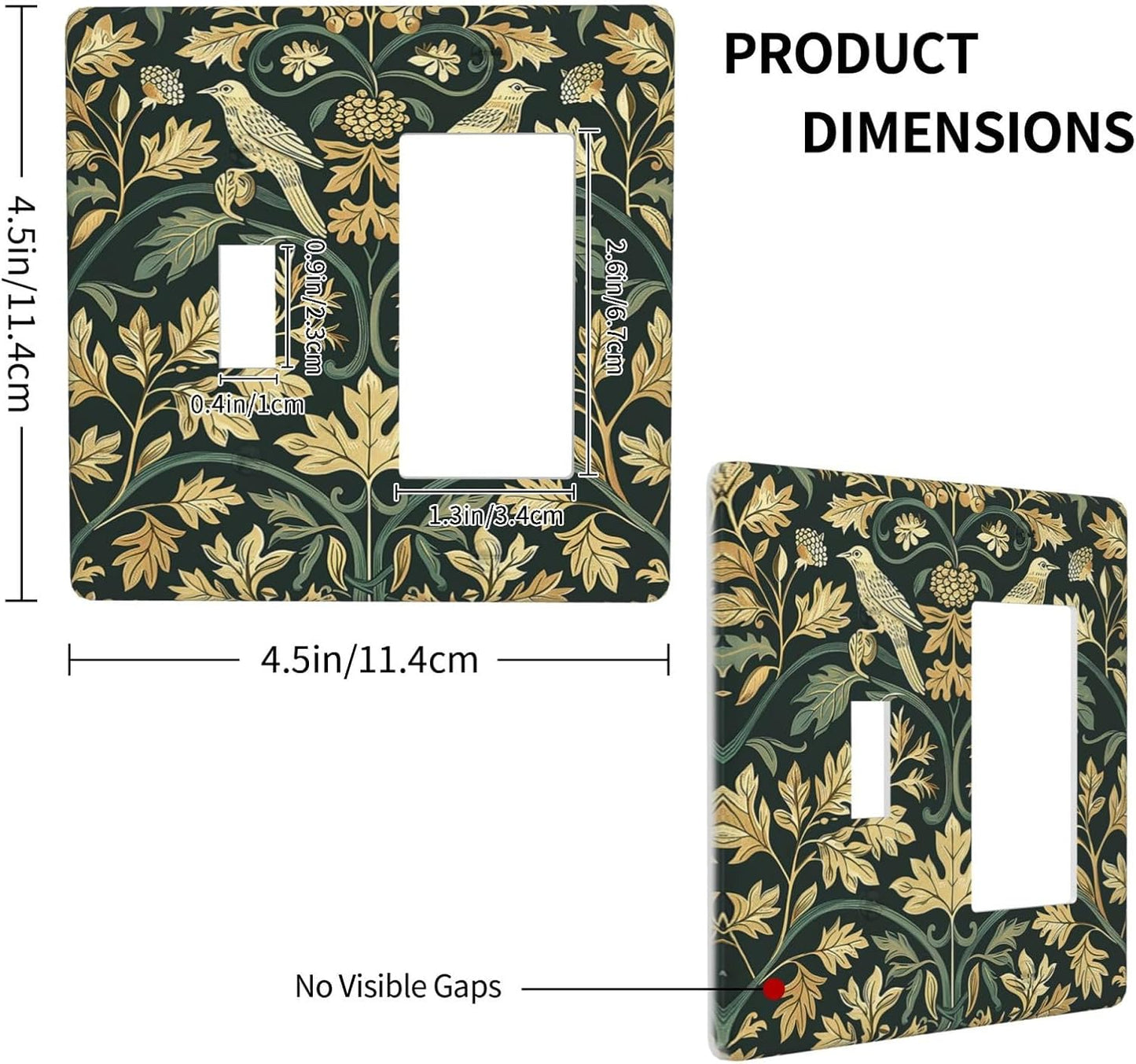Outlet Covers William Morris Vintage Botanical Birds Golden Green Leaves 1 Toggle 1 Rocker