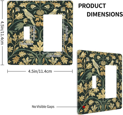 Outlet Covers William Morris Vintage Botanical Birds Golden Green Leaves 1 Toggle 1 Rocker