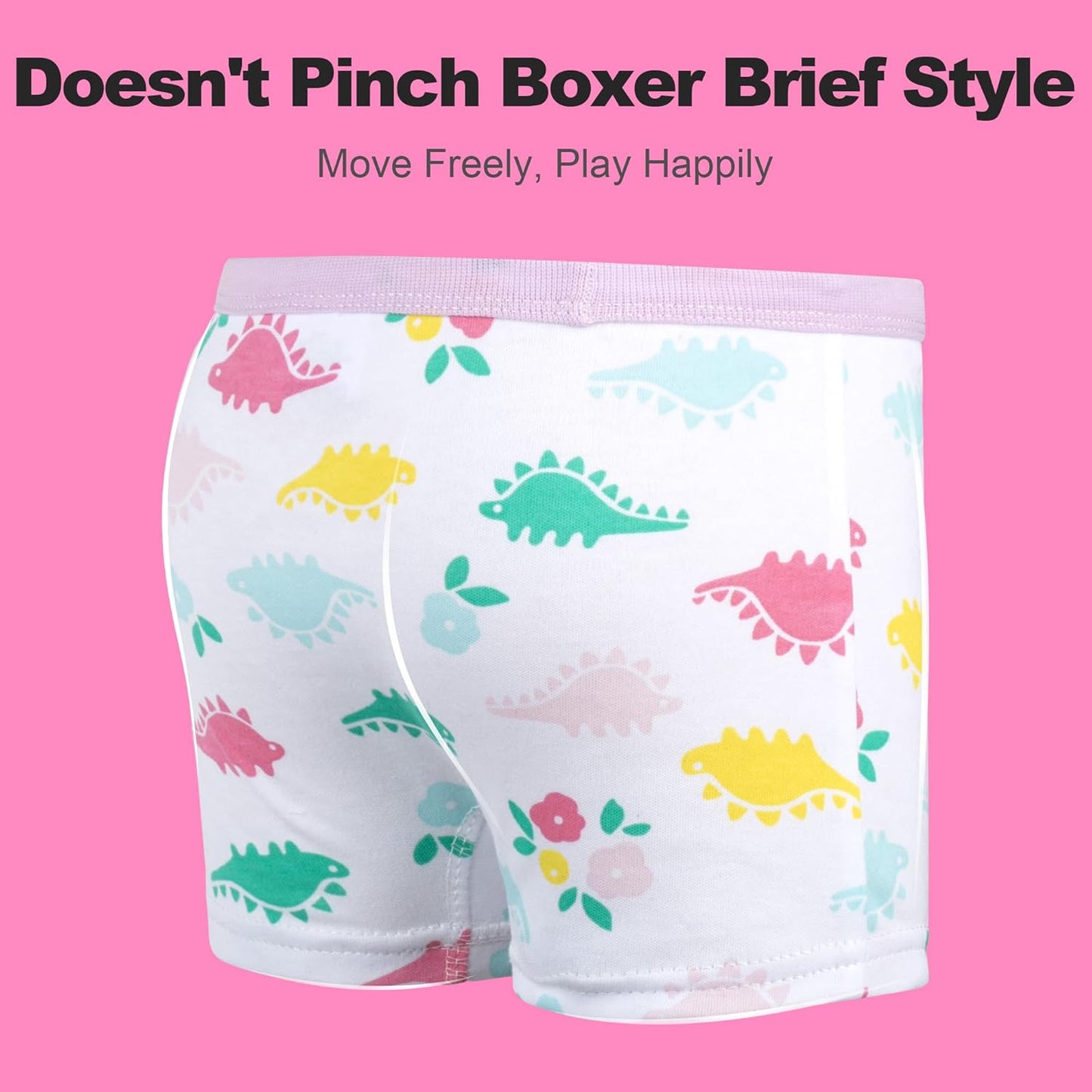 BIG ELEPHANT 10 Pack Toddler Girls' Underwear Boxer Briefs，100% Cotton Super Soft Breathable