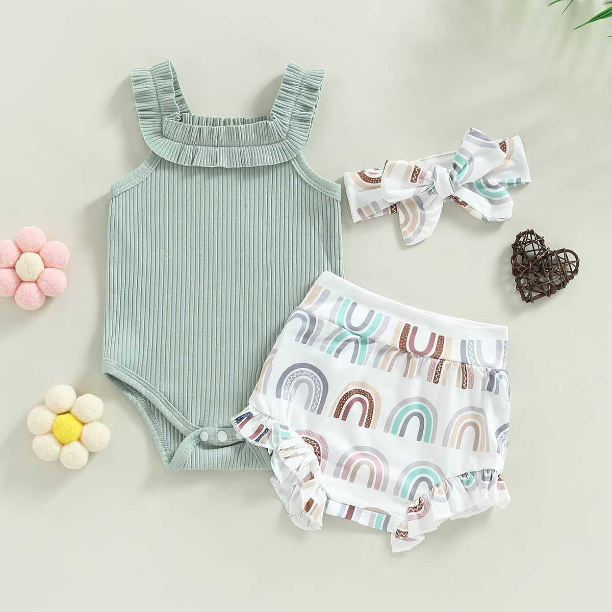 fhutpw Baby Girl Clothes Summer Cute Outfits 3 6 12 18 Months Spaghetti Strap Romper & Floarl