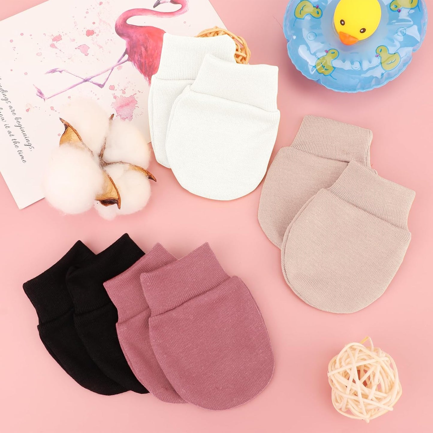 Newborn Baby Mittens No Scratch Cotton Elastic Wrist Gloves Infant Toddler Mittens for Baby Boy