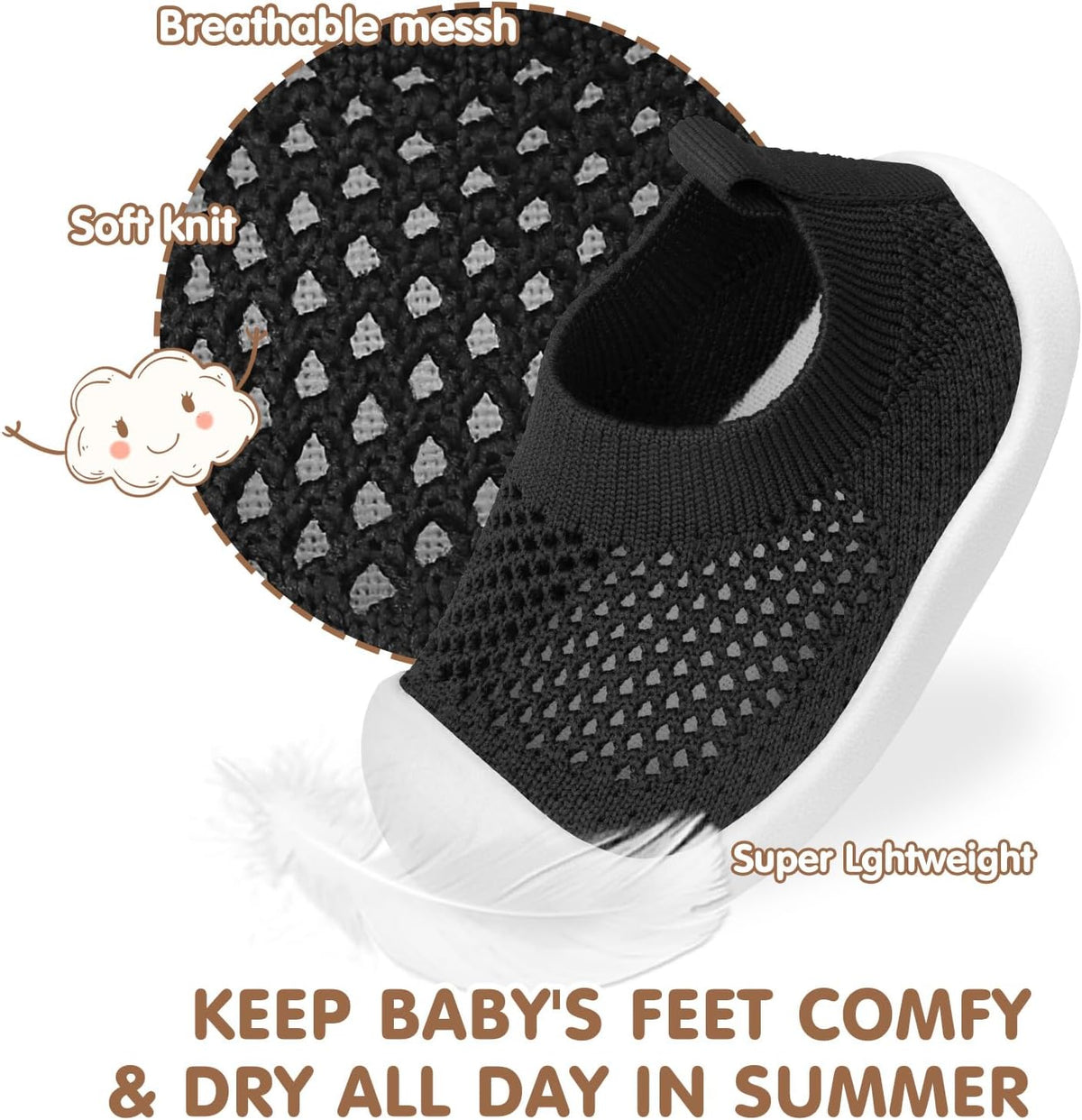 Baby Walking Shoes Toddler Girl Boy Soft Sole Breathable Mesh Slip on Summer Wide Shoes Infant