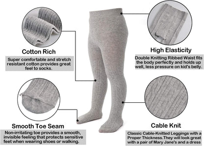 EPEIUS Baby Girl Tights Thick Cable Knit Leggings Stockings Cotton Pantyhose for Newborn Infant