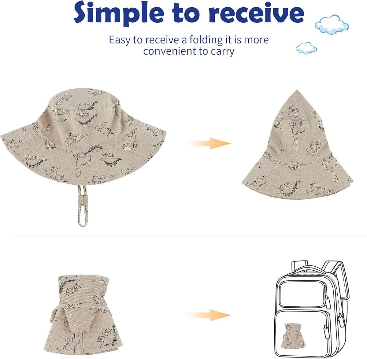 Durio Baby Bucket Sun Hat Toddler Hats Summer Beach Hat UPF 50+ Sun Protection Bucket Hats for Kids