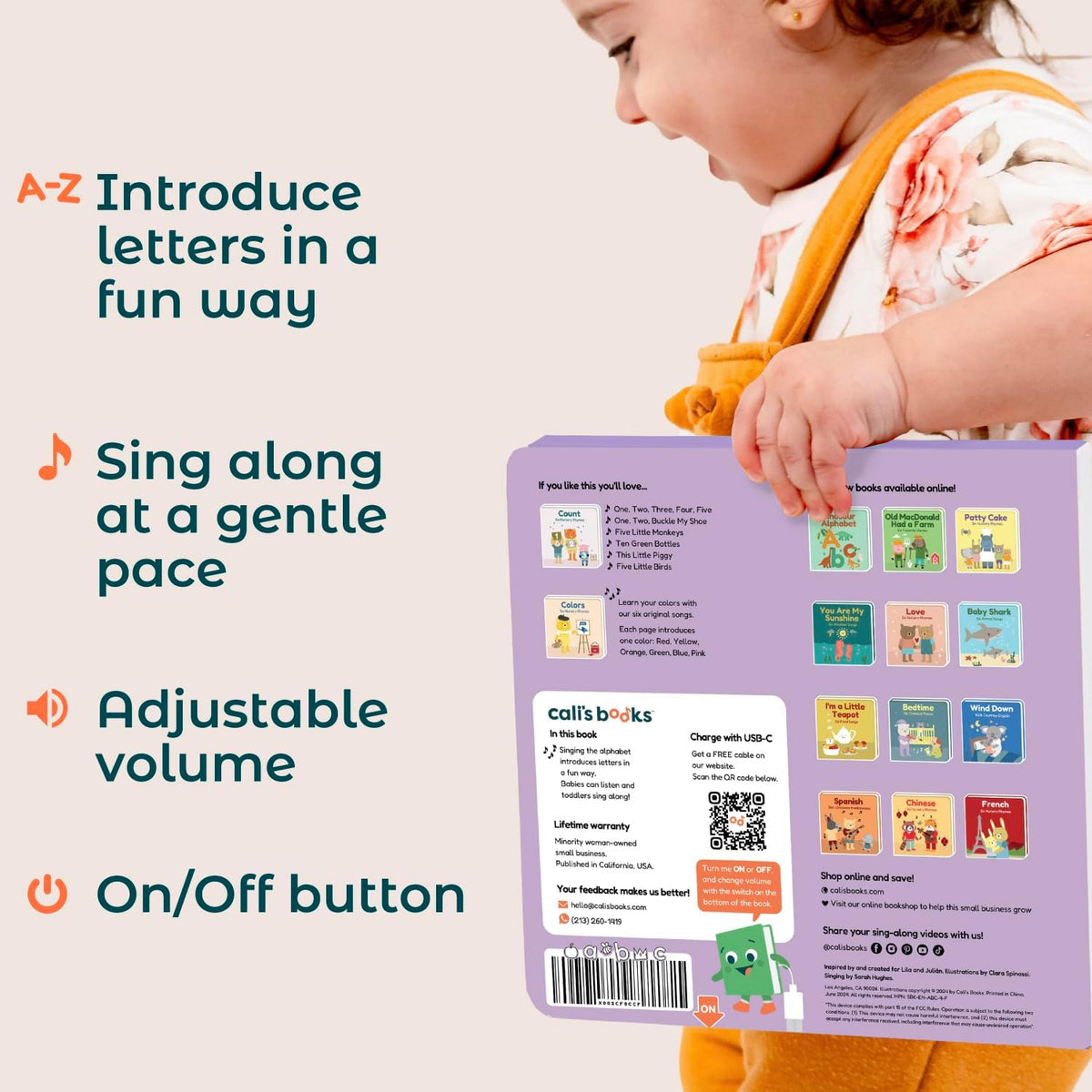 Cali's Books Alphabet Book for Toddlers 1-3 - Learn ABC, Musical Books for Kids, Interactive