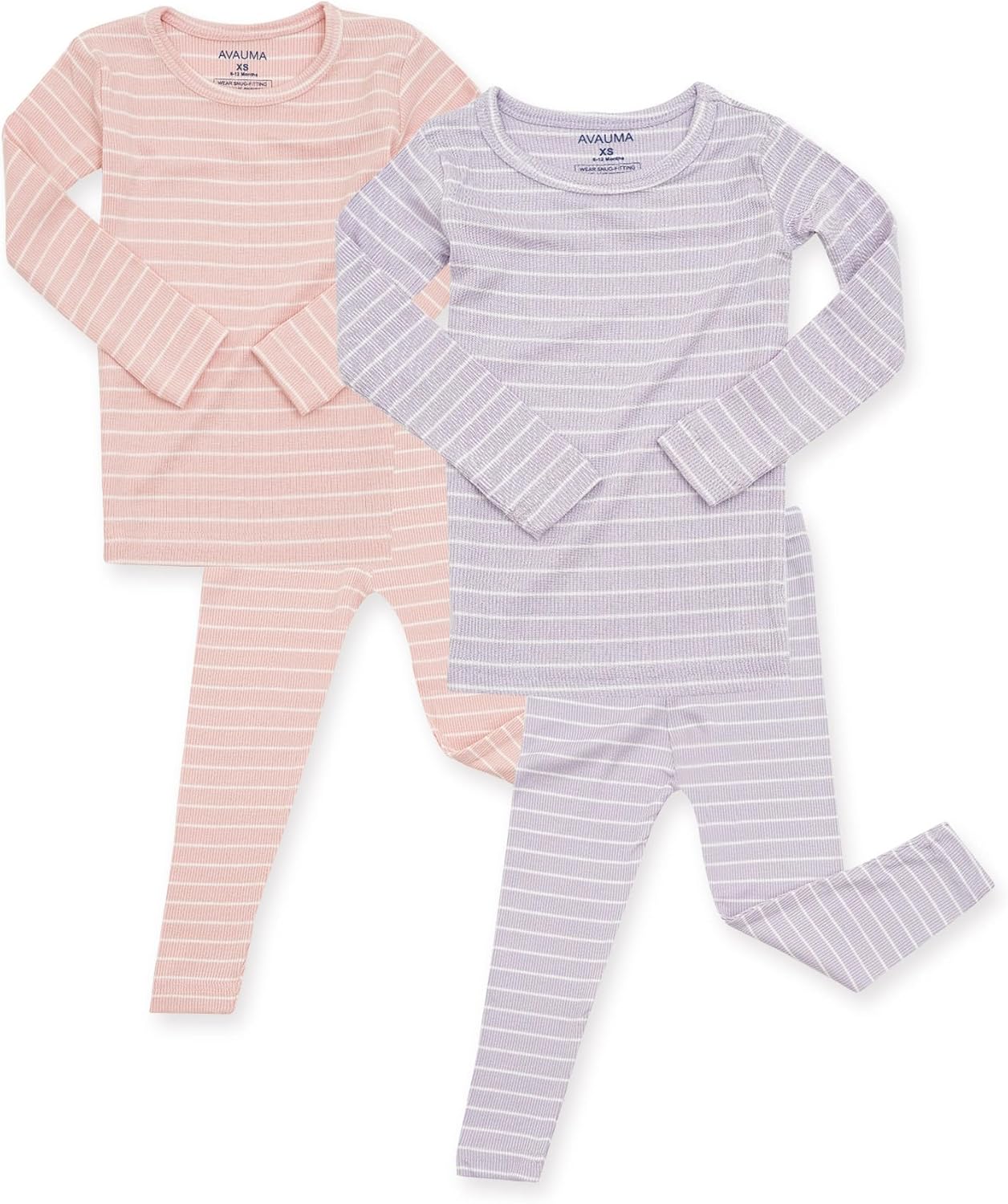 AVAUMA Stripe Pattern Baby Boys Girls Pajama Set Kids Toddler Snug fit Ribbed Sleepwear pjs for