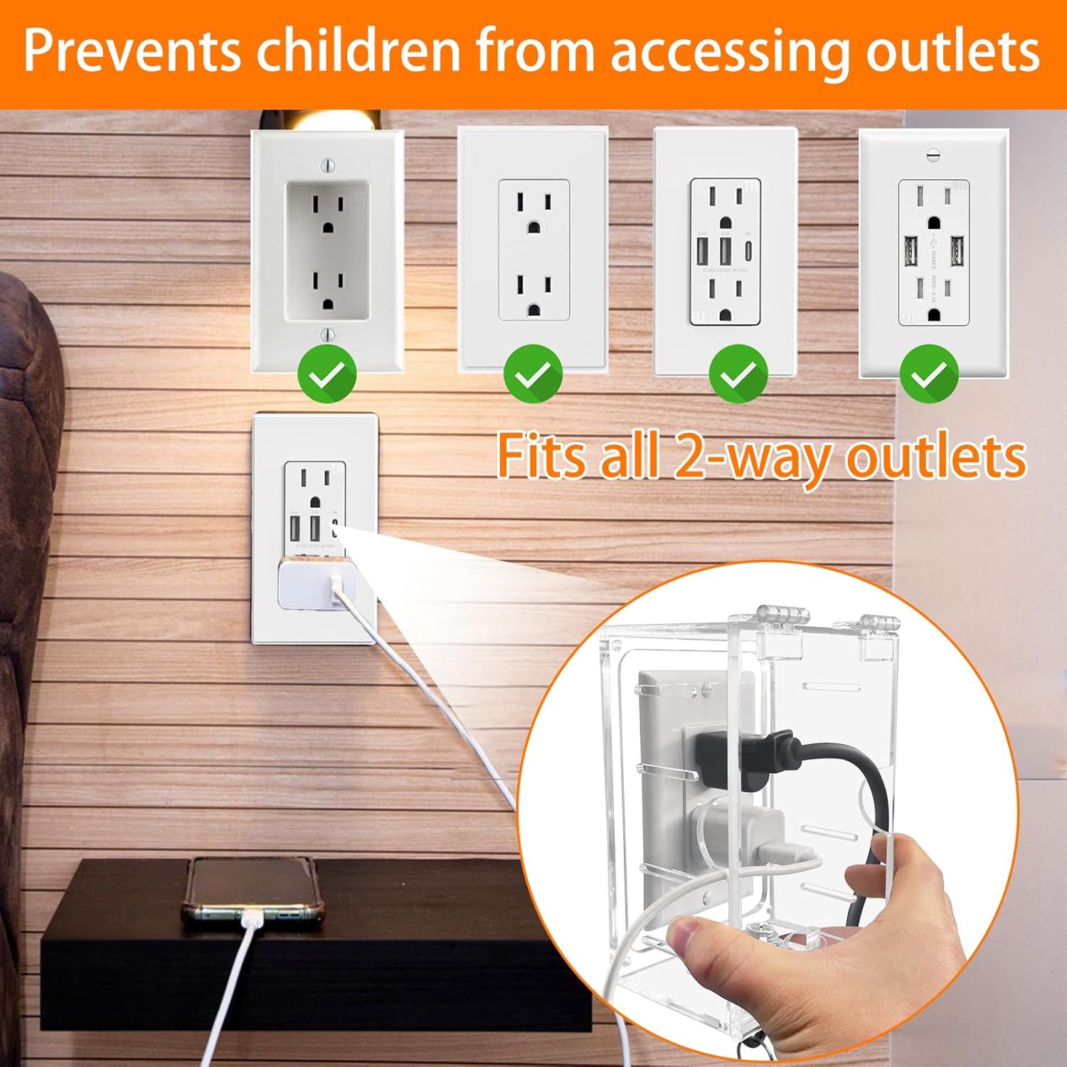 Baby Safety Outlet Cover Box, Outlet Covers, Plug Covers for Electrical Outlets, Socket Covers for