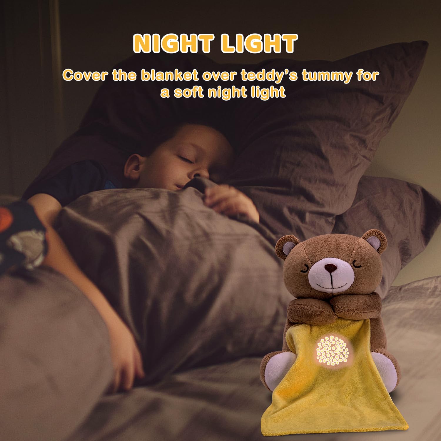 BEREST Rechargeable Baby Sleep Soother Bear, Nursery Decor Night Light Projector, Mom's Heartbeat
