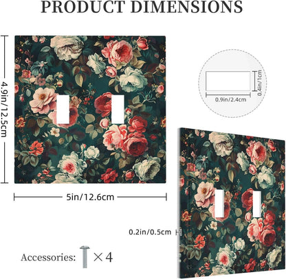 Decorative Switch Plates Baroque Vintage Peony Flower Floral 2 Gang Double Toggle Outlet Light